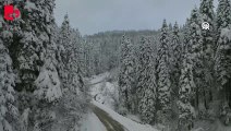 Kar yağışının etkili olduğu Kastamonu'da Küre Dağları havadan görüntülendi