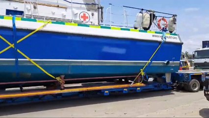 Former HMS Scimitar MV Lady Jean arrives in Lake Victoria from Portsmouth