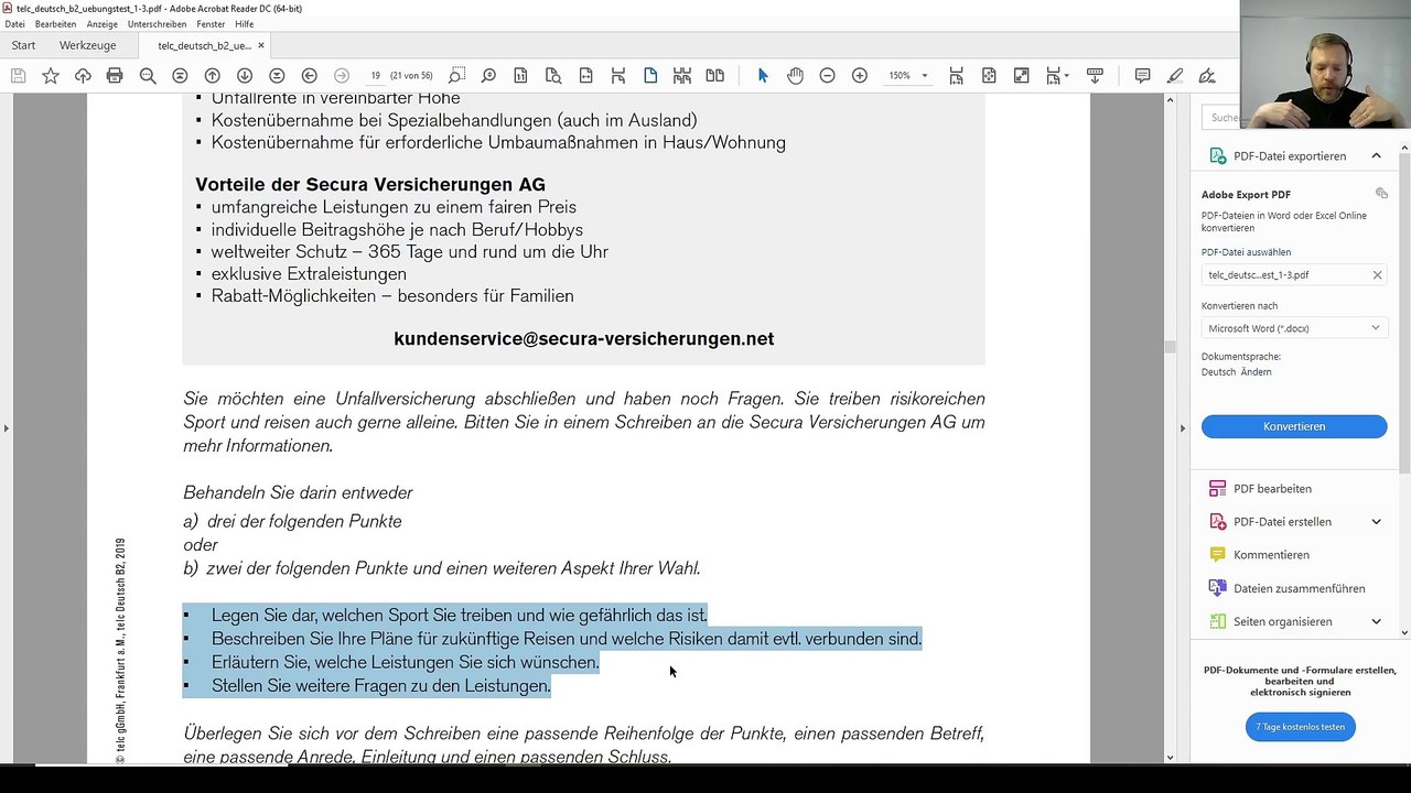 telc Deutsch B2 – Prüfung / 07 / Schreiben einer Bitte um Informationen