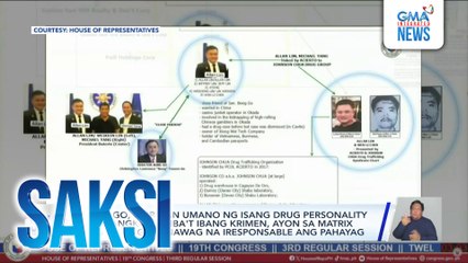 Sen. Go, kaibigan umano ng isang drug personality na sangkot sa iba't ibang krimen, ayon sa matrix ng PDEA; Go, tinawag na iresponsable ang pahayag | Saksi