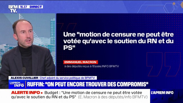 Une motion de censure ne peut être votée qu'avec le soutien du RN et du PS : Emmanuel Macron s'est confié à des députés du socle commun reçus à l'Élysée