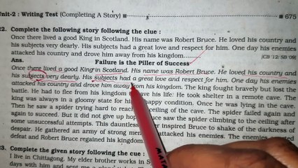 Failure is the pillar of success English completing story writing. Robert Bruce was a king of scotland.