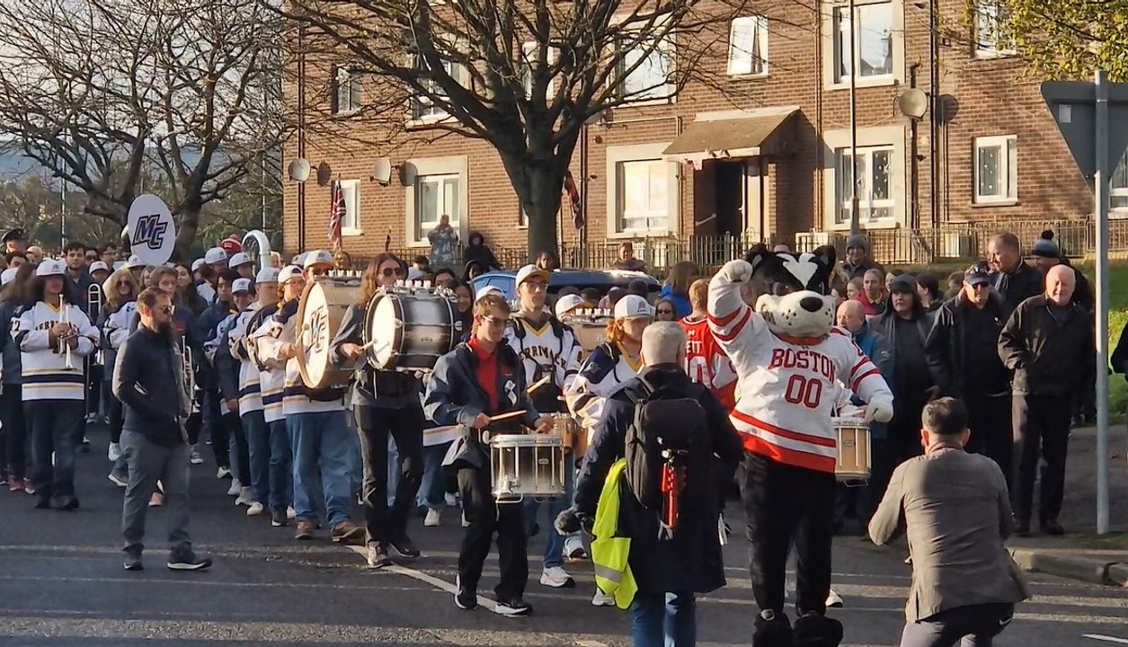 Boston Merrimack College Band and visits Carrickfergus