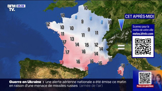De la pluie de la Bretagne jusqu'en Auvergne-Rhône-Alpes et du soleil sur le reste de la France, avec des températures comprises entre 8°C et 19°C... La météo de ce jeudi 28 novembre