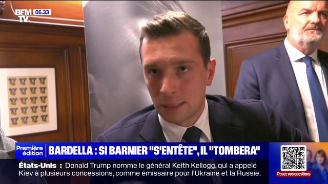 Si le gouvernement s'entête (...) alors ce gouvernement tombera : Jordan Bardella évoque le vote du budget