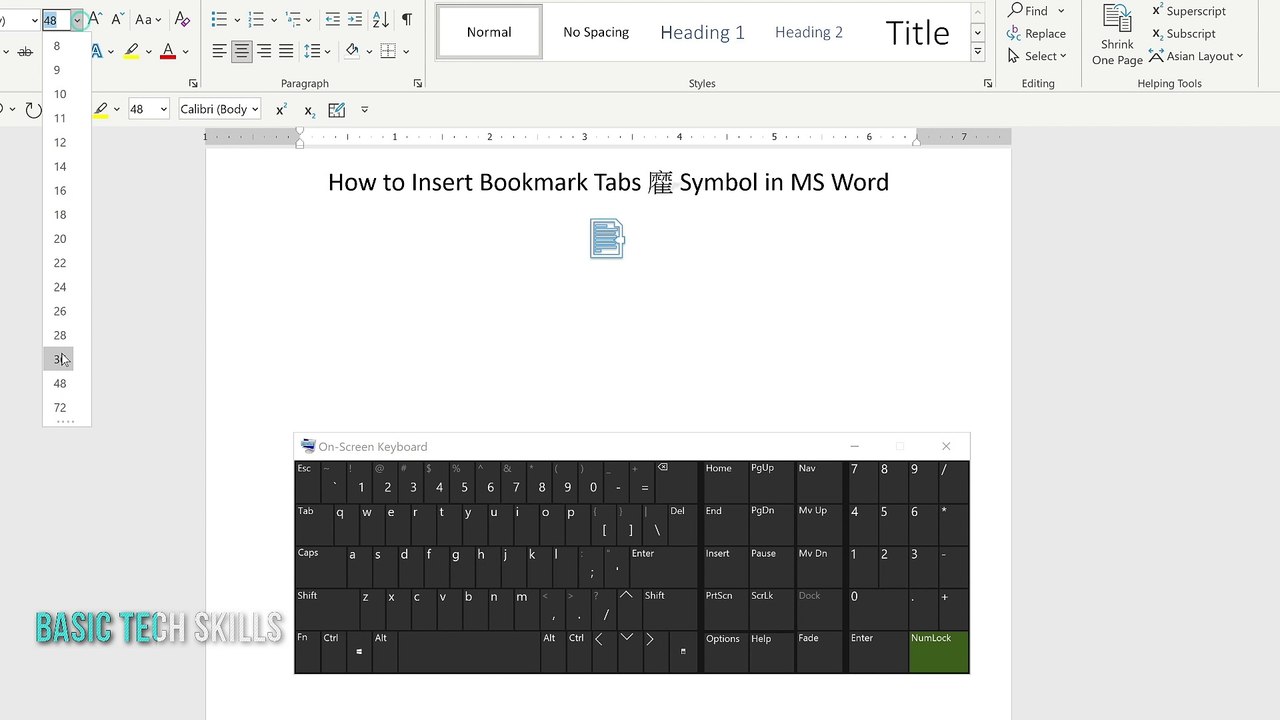 How to Insert Bookmark Tabs  Symbol in MS Word