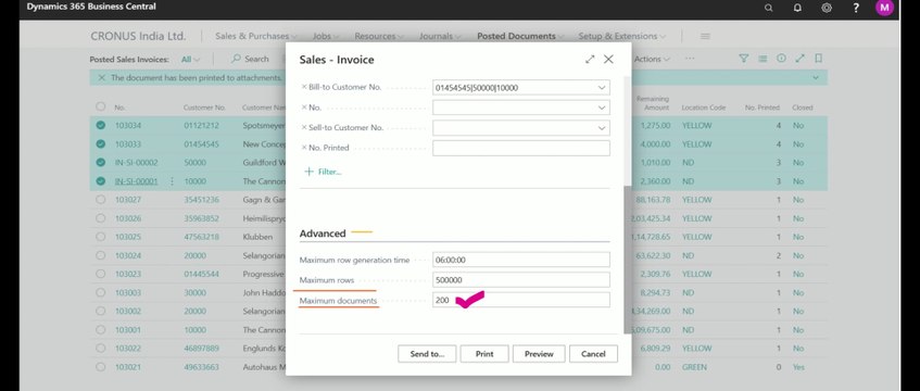 Print Multiple Invoices or Documents at a time in Business Central #print #pdf # #invoices #documents #d365bc