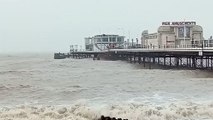 Watch waves 'crashing into and over' temporary working platforms at Worthing Pier