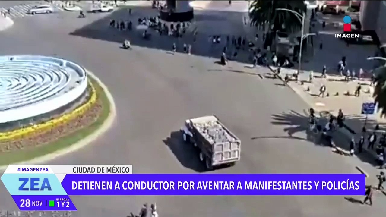 Detienen a conductor que aventó unidad a policías y manifestantes en Reforma, CDMX