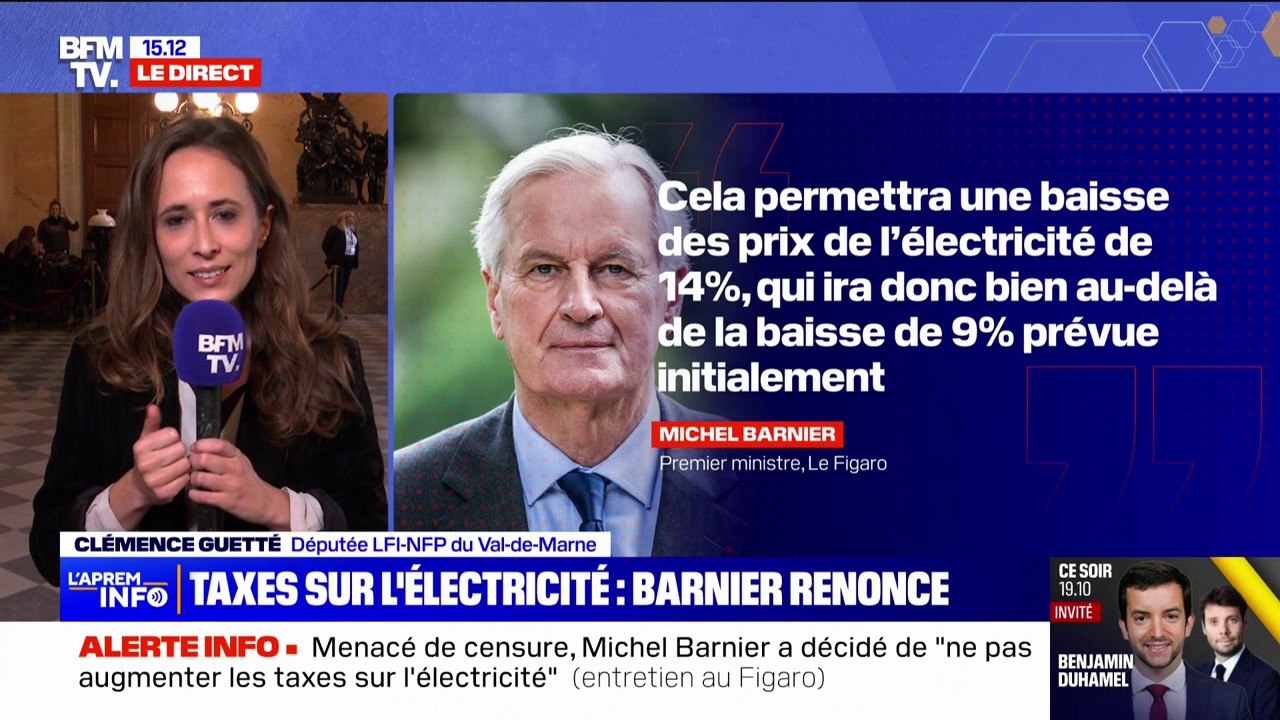 Michel Barnier renonce aux taxes sur l'électricité: Clémence Guetté dénonce une "annonce" qui vise à "s'acheter la clémence et la mansuétude de l'extrême droite"