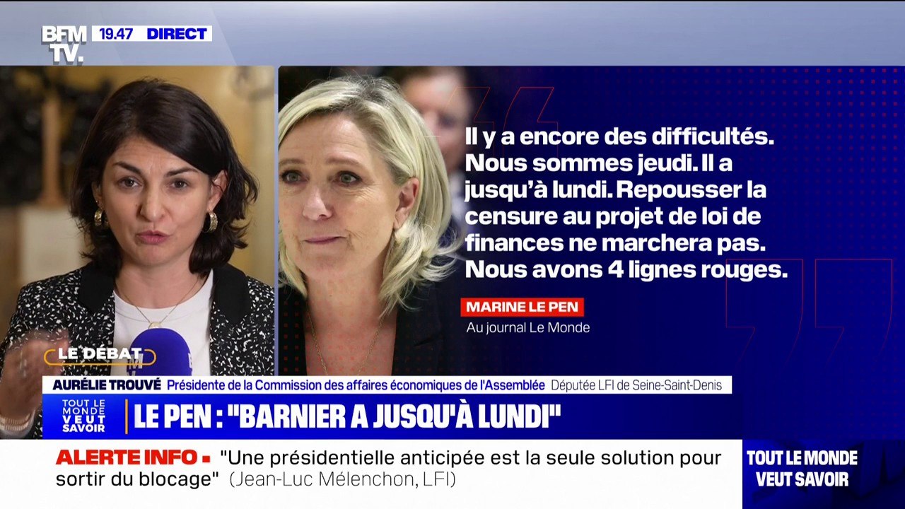 Budget 2025: pour Aurélie Trouvé, députée LFI de Seine-Saint-Denis, "on assiste à une fin de règne du gouvernement Barnier/Macron"
