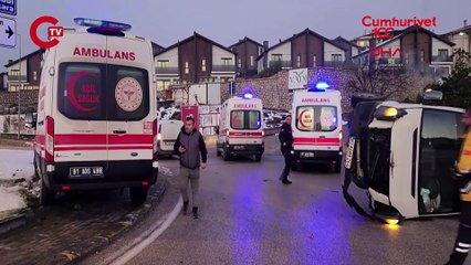 İşçi servisi buzlanan yolda devrildi 7 yaralı