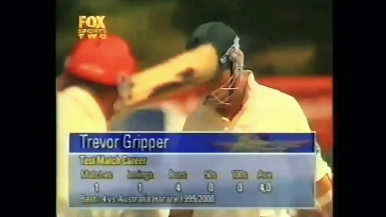 Trevor Gripper 60 on debut vs Auatralia only Test at Harare, Zimbabwe
