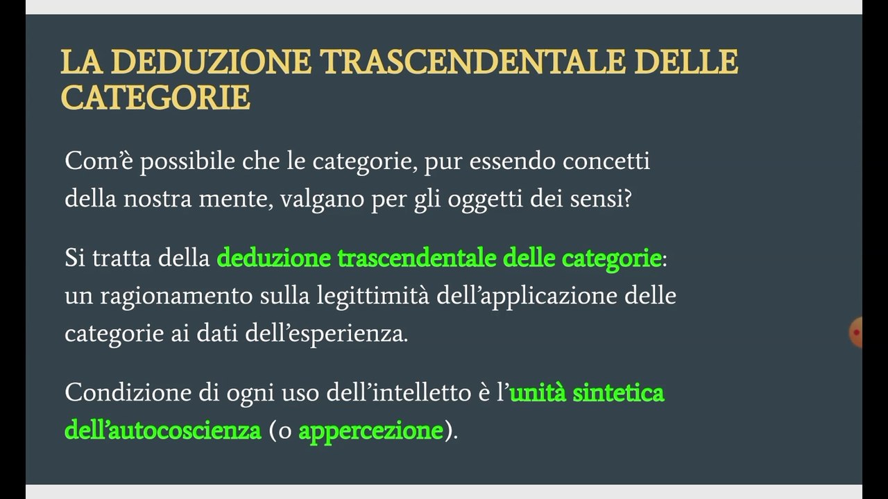 Kant - Analitica Trascendentale (riepilogo in classe)