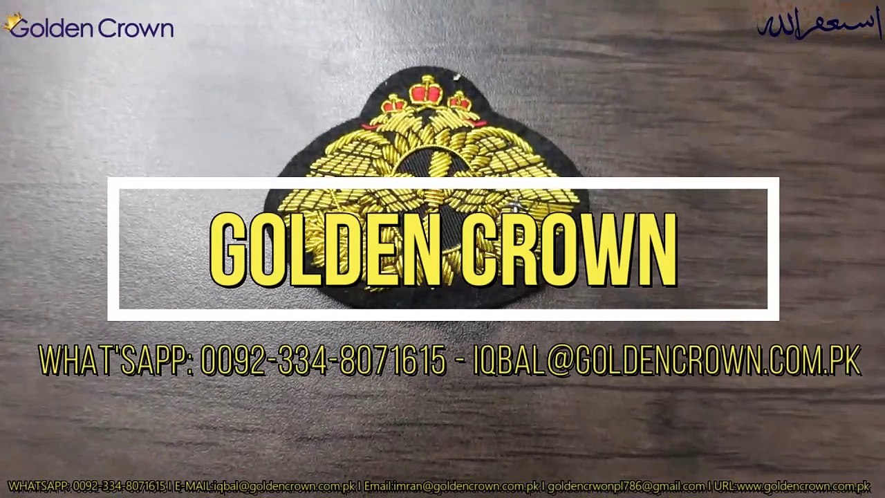 Military Badges, Wholesale Gold Bullion Wire Embroidery Badge, Hand Embroidery Badge