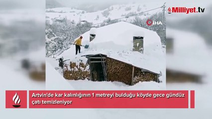 Kar bir köyü yuttu! Vatandaşlar diken üstünde
