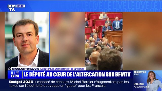 Altercation à l'Assemblée: Nicolas Turquois (Modem) dit n'avoir eu aucune volonté d'infliger une beigne à Antoine Léaument (LFI)