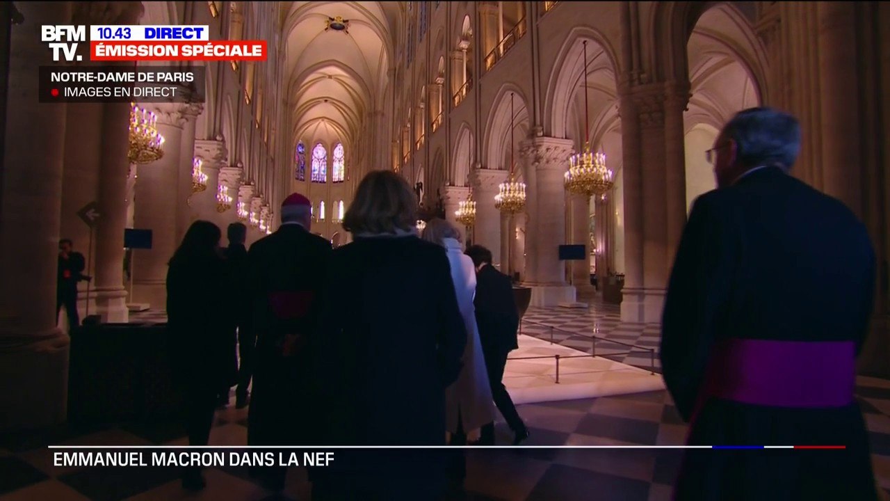 "C'est sublime": Emmanuel Macron découvre l'intérieur de Notre-Dame, cinq ans après l'incendie
