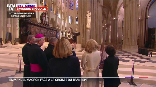 Cette statue, comme Notre-Dame de Paris, est une miraculée : Emmanuel Macron découvre la décoration de l'intérieur de la cathédrale après l'incendie dévastateur