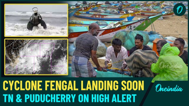 Cyclone Fengal: Intense Visuals as Storm Nears Landfall, Threatening Tamil Nadu & Puducherry Coasts