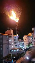 Balloon catches fire in São Paulo_Brazil (video)