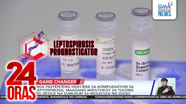 Mga pasyenteng high-risk sa komplikasyon sa leptospirosis, maagang matutukoy sa tulong ng device na sumusuri sa molecule ng dugo | 24 Oras