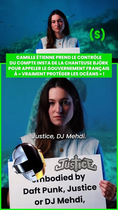 SIMONE - GREEN : Camille Étienne prend le contrôle du compte insta de la chanteuse Björk pour appeler le gouvernement français à "vraiment protéger les océans" !