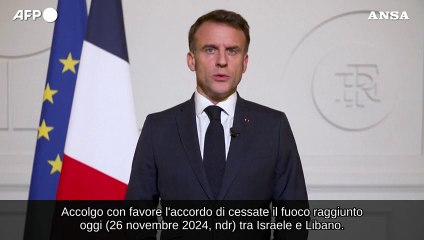Macron: "Bene il cessate il fuoco in Libano, ora elezioni immediate"