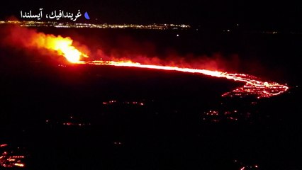 شق بركاني في سوندهنوكاجيغار يثور في شبه جزيرة ريكيانيس