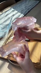 Person is making iced coffee candles for their online shop!