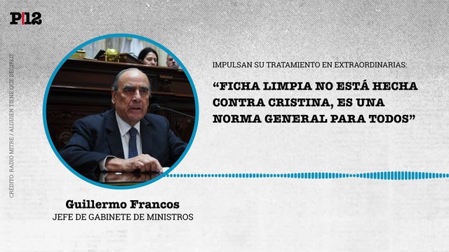 Francos reconoció que Milei reimpulsará el proyecto de Ficha Limpia en el Congreso en extraordinarias