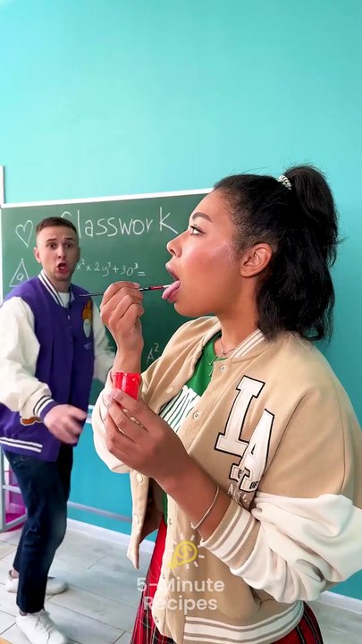 I Just Took a Bite of the 'Colorful' Paint! 🎨😋 Food prank! #school #comedy
