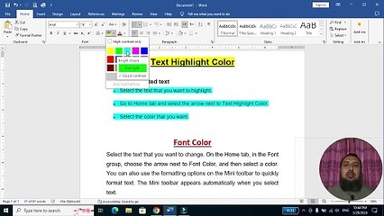 How to Use Text Highlight and font Color in Microsoft Word 2019