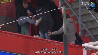 Excruciating Moment Fan Kicks his Mate’s Beer out of his Hands-on Live TV at Europa League Clash