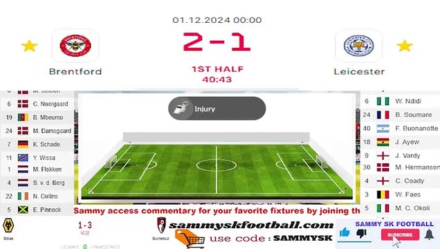 Brentford vs Leicester City Live Stream Premier League Football EPL Match Today Score Highlights FC