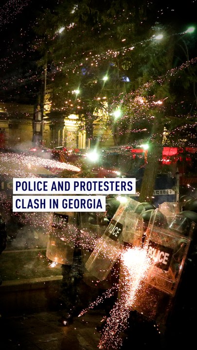 Police and protesters clash in Georgia