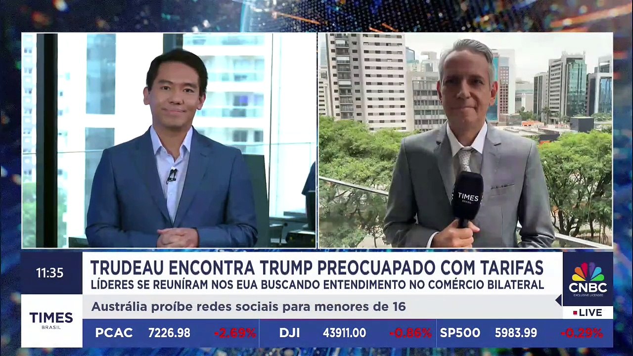 Justin Trudeau se encontra com Donald Trump para debater tarifas | PLANTÃO TIMES BRASIL