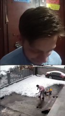 While cleaning the snow, the man became clean #reaction #respect #funnyvideo #amazingrespect