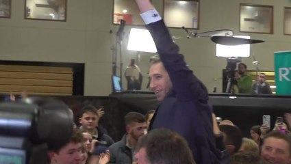 Watch: Simon Harris hoisted in the air in celebration after re-election to Dáil