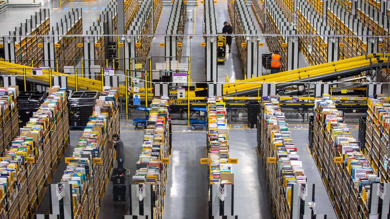 Britain's largest Amazon distribution centre pictured preparing for Christmas