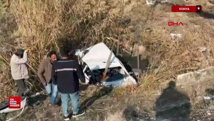 Konya'da otomobil su kanalına uçtu