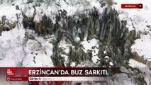 Erzincan'da Girlevik Şelalesi'nde buz sarkıtları oluştu