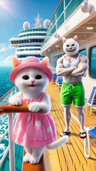 Beautiful cat couples are fight with shark.