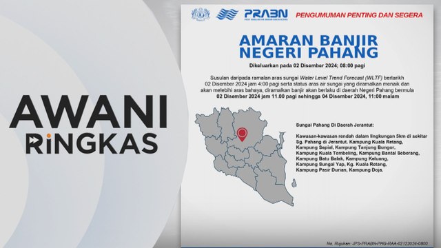 AWANI Ringkas: JPS: Jerantut bakal banjir sehingga Rabu