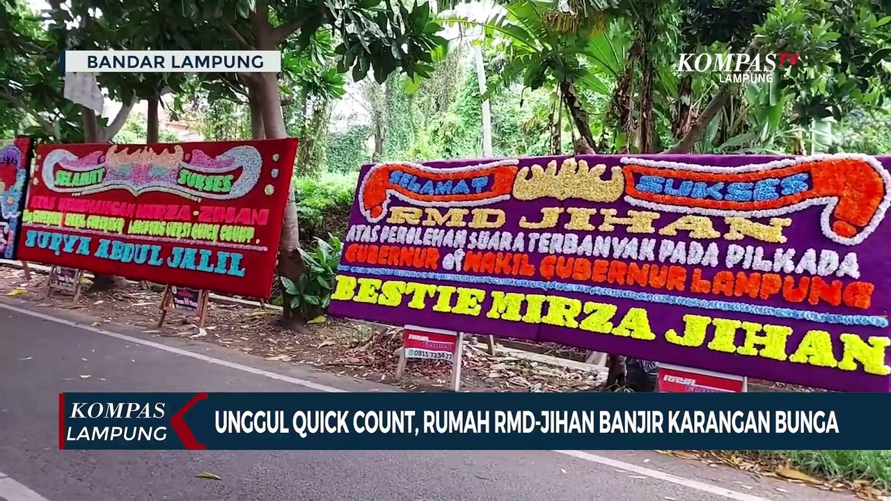 Unggul Quick Count, Rumah Cagub RMD-Jihan Banjir Karangan Bunga