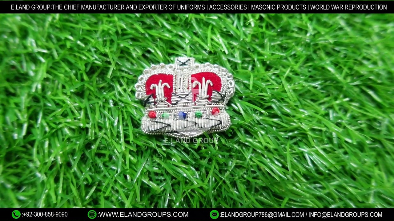 Blazer Badge badge crown silver high quality size 32mm, Gold and silver bullion wire Crown badges