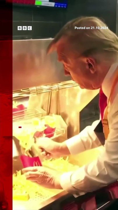 Donald Trump serves up McDonald’s fries. #Trump #DonaldTrump #BBCNews