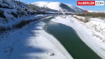Bayburt'ta Çoruh Nehri Kısmi Buz Tuttu