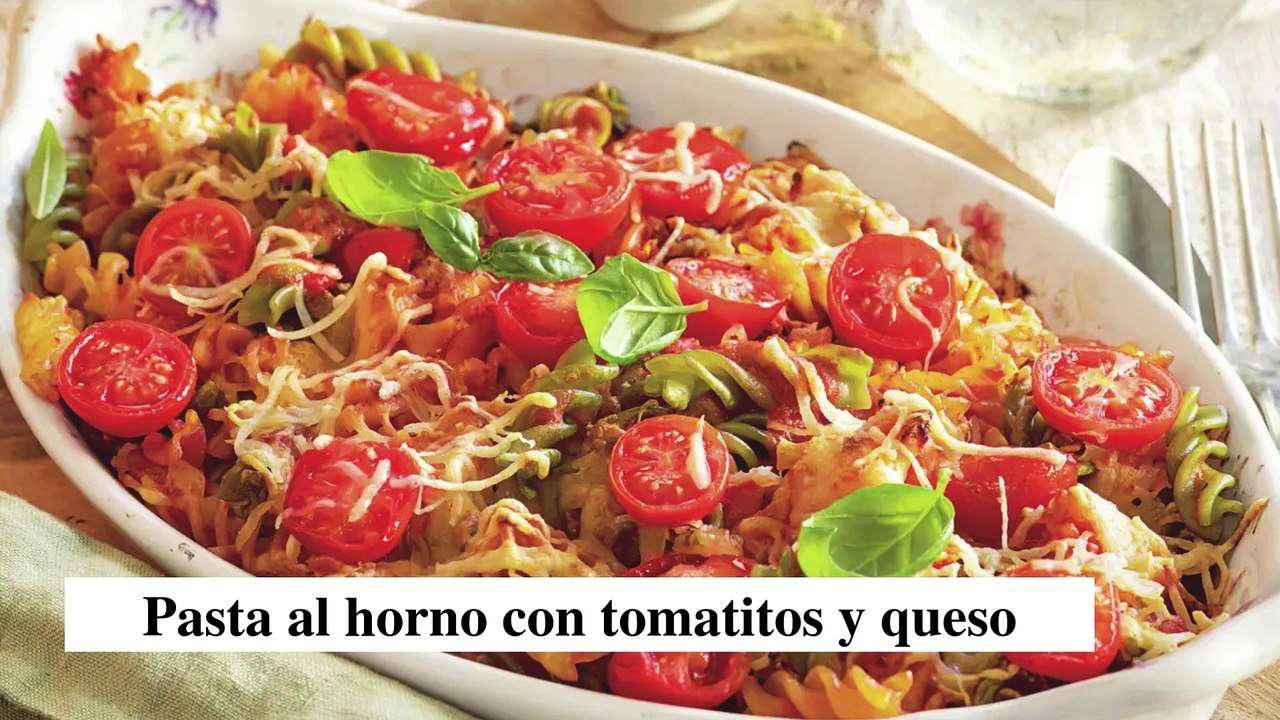 Pasta al horno con tomatitos - Cocina Fácil