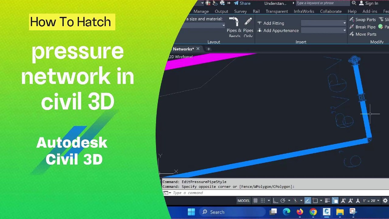 How to hatch pressure network in AutoCAD #autocadcivil3d #civil3d